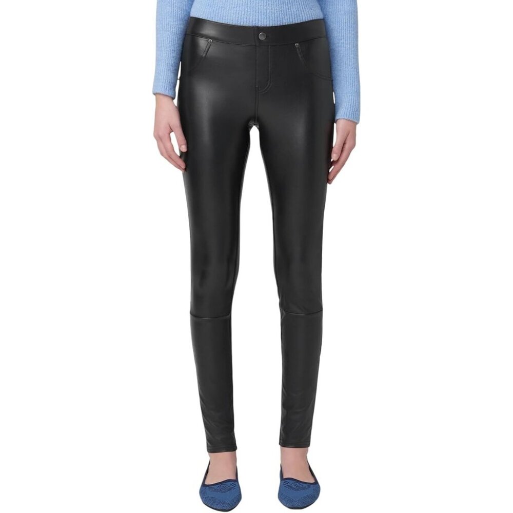 HUE U21253 Faux Leatherette Mid-Rise Leggings Black ( S )
